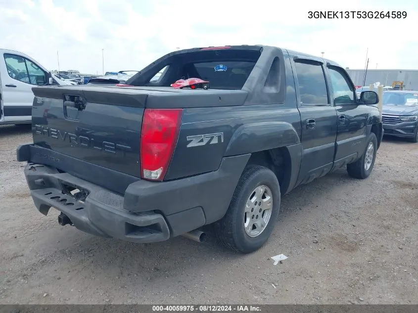 2003 Chevrolet Avalanche 1500 VIN: 3GNEK13T53G264589 Lot: 40059975