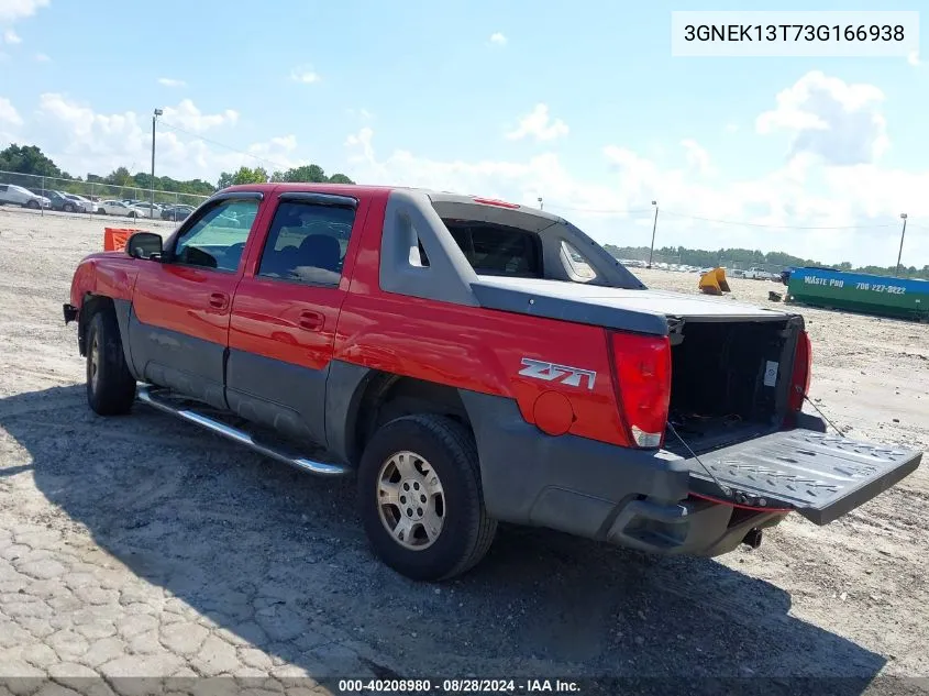 2003 Chevrolet Avalanche 1500 VIN: 3GNEK13T73G166938 Lot: 40208980