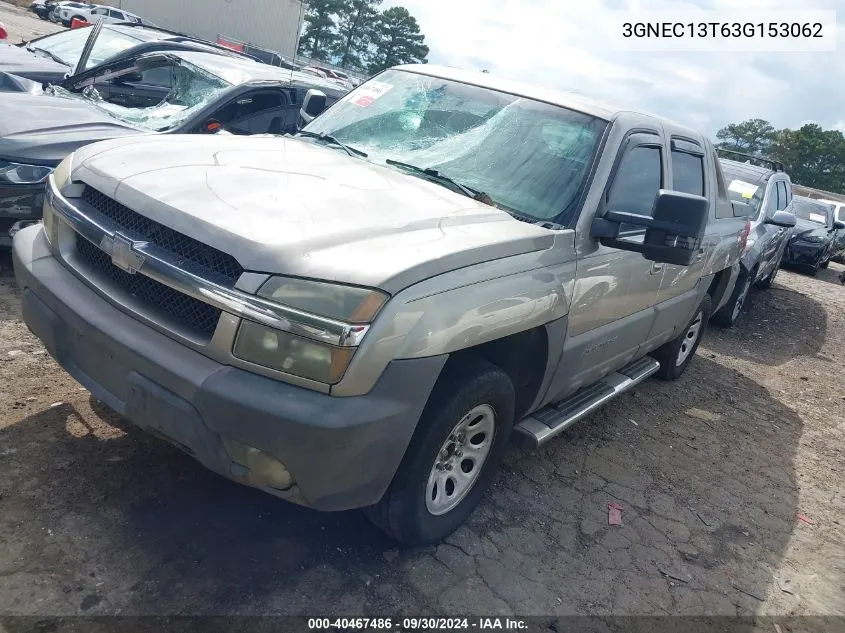 2003 Chevrolet Avalanche 1500 VIN: 3GNEC13T63G153062 Lot: 40467486