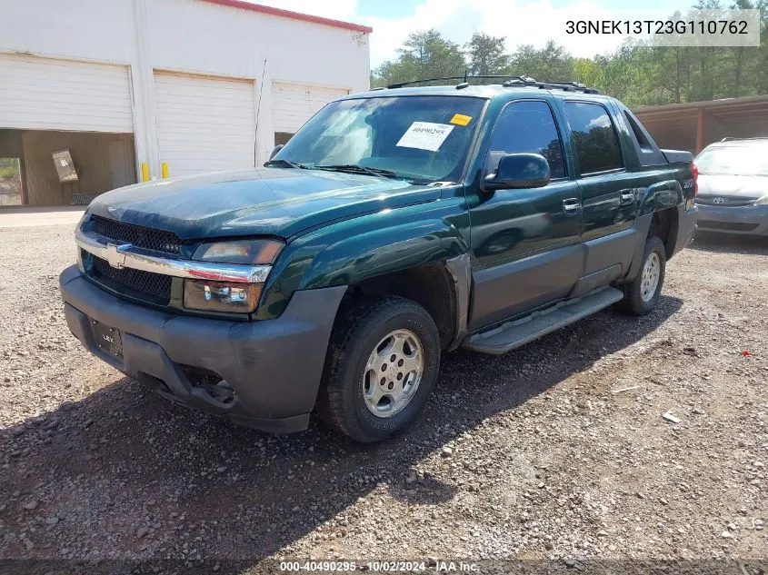 2003 Chevrolet Avalanche 1500 VIN: 3GNEK13T23G110762 Lot: 40490295