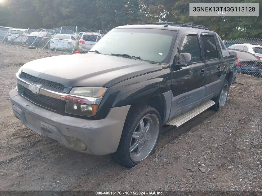 2003 Chevrolet Avalanche 1500 VIN: 3GNEK13T43G113128 Lot: 40516176