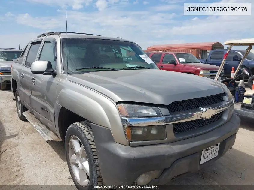 2003 Chevrolet Avalanche 1500 VIN: 3GNEC13T93G190476 Lot: 40528801