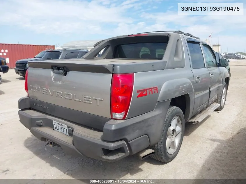 2003 Chevrolet Avalanche 1500 VIN: 3GNEC13T93G190476 Lot: 40528801