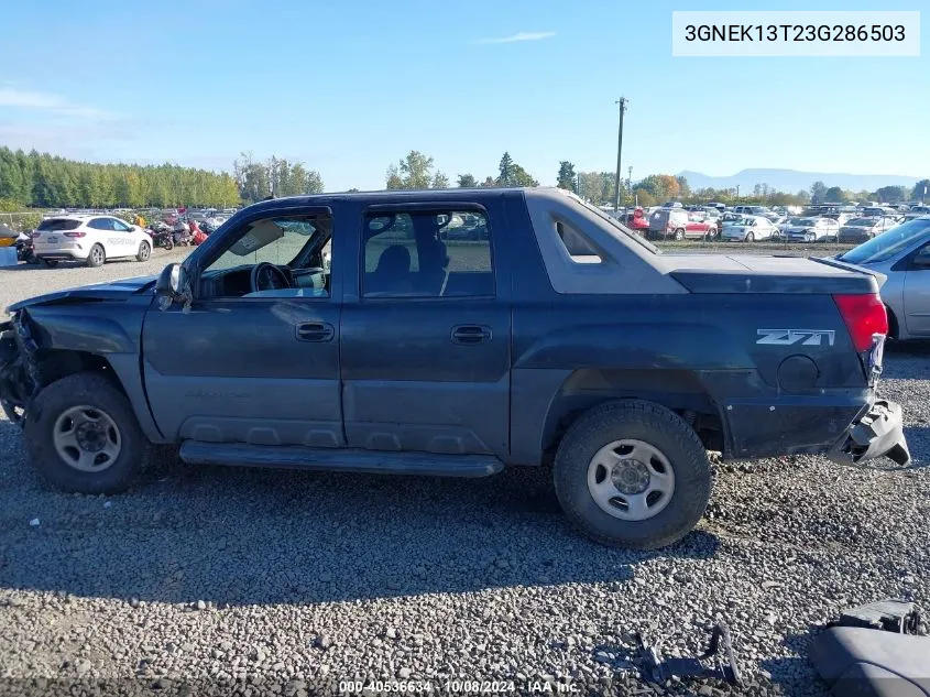 2003 Chevrolet Avalanche K1500 VIN: 3GNEK13T23G286503 Lot: 40536634