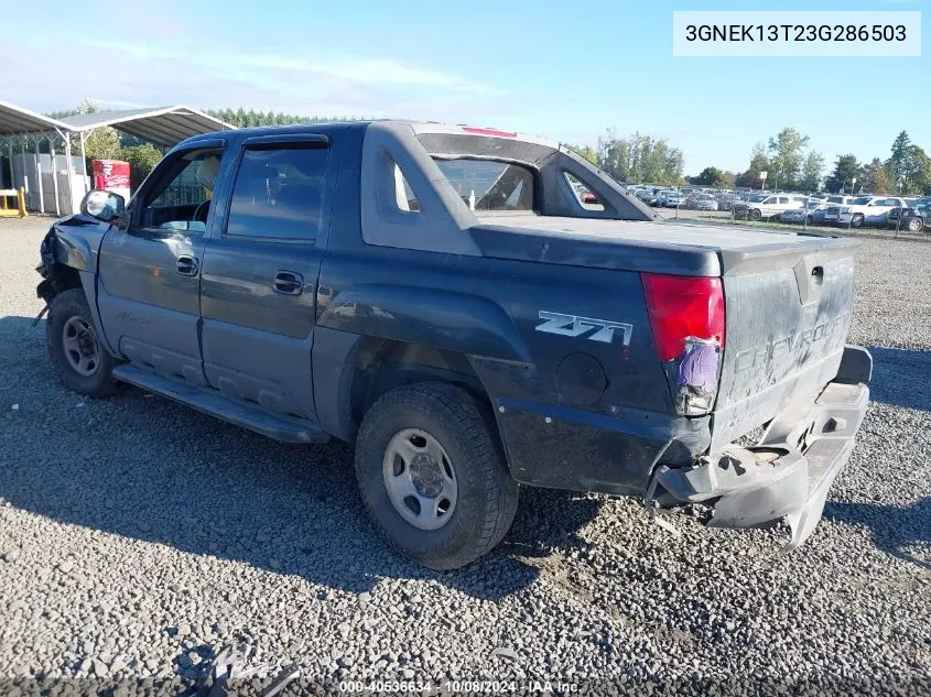 2003 Chevrolet Avalanche K1500 VIN: 3GNEK13T23G286503 Lot: 40536634