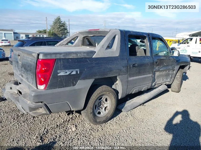 2003 Chevrolet Avalanche K1500 VIN: 3GNEK13T23G286503 Lot: 40536634