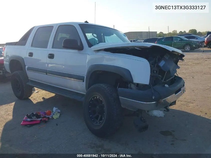 2003 Chevrolet Avalanche C1500 VIN: 3GNEC13TX3G333127 Lot: 40581942