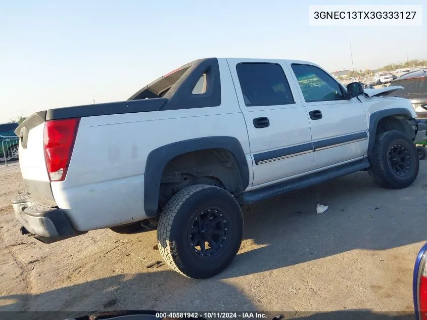 2003 Chevrolet Avalanche C1500 VIN: 3GNEC13TX3G333127 Lot: 40581942