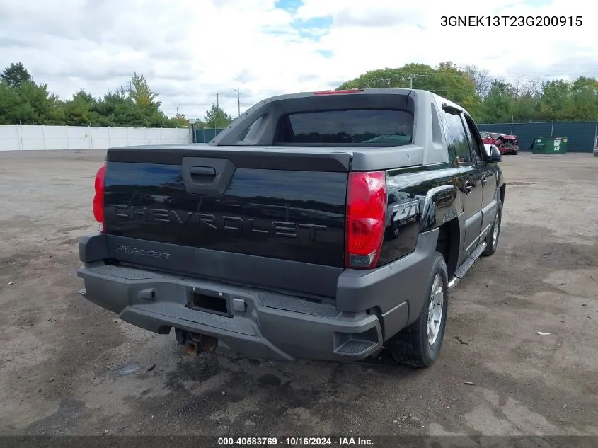 2003 Chevrolet Avalanche 1500 VIN: 3GNEK13T23G200915 Lot: 40583769