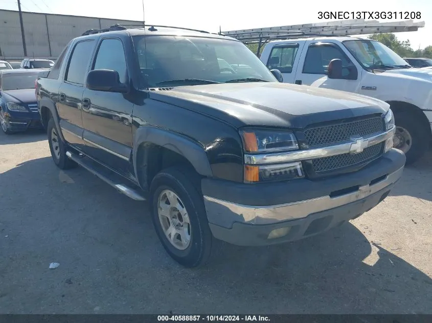 2003 Chevrolet Avalanche 1500 VIN: 3GNEC13TX3G311208 Lot: 40588857