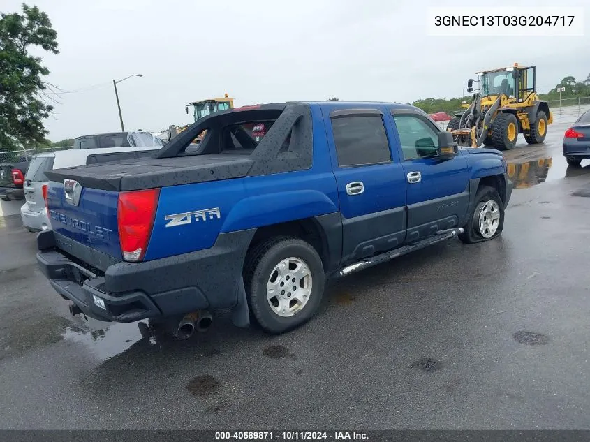 2003 Chevrolet Avalanche 1500 VIN: 3GNEC13T03G204717 Lot: 40589871