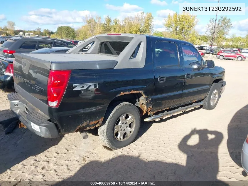 2003 Chevrolet Avalanche 1500 VIN: 3GNEK13T23G292592 Lot: 40609758