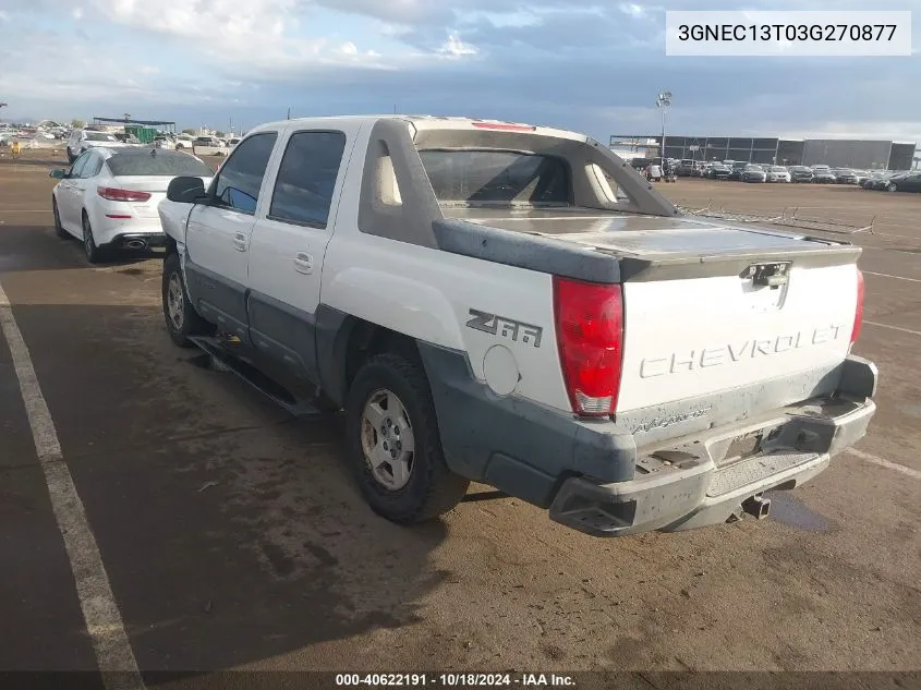 2003 Chevrolet Avalanche 1500 VIN: 3GNEC13T03G270877 Lot: 40622191