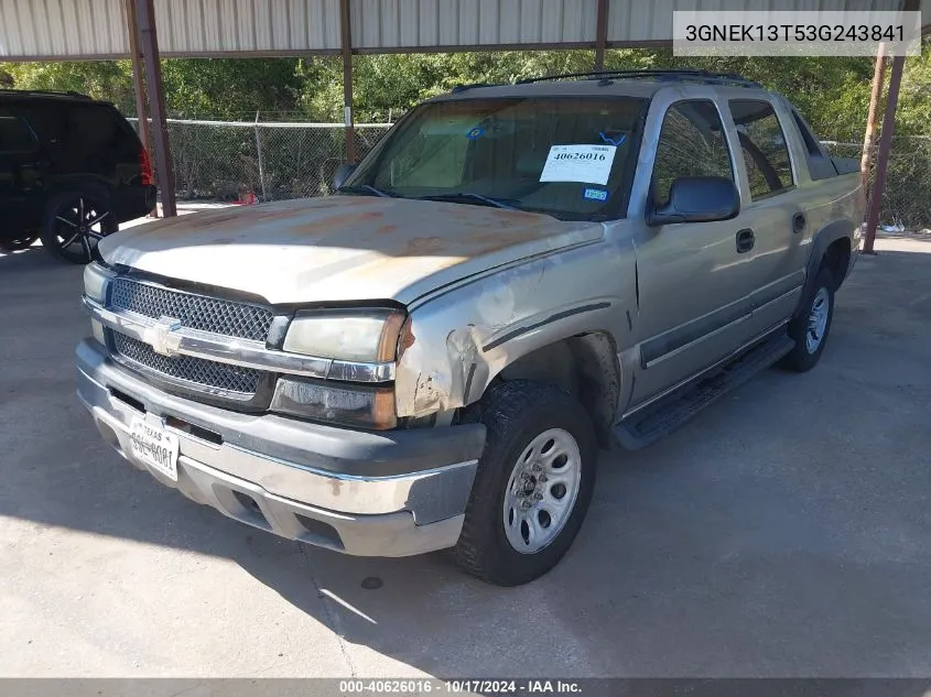 2003 Chevrolet Avalanche 1500 VIN: 3GNEK13T53G243841 Lot: 40626016