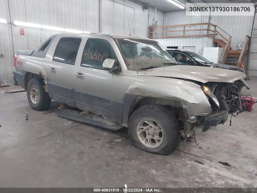 2003 Chevrolet Avalanche 1500 VIN: 3GNEK13T93G186706 Lot: 40631019