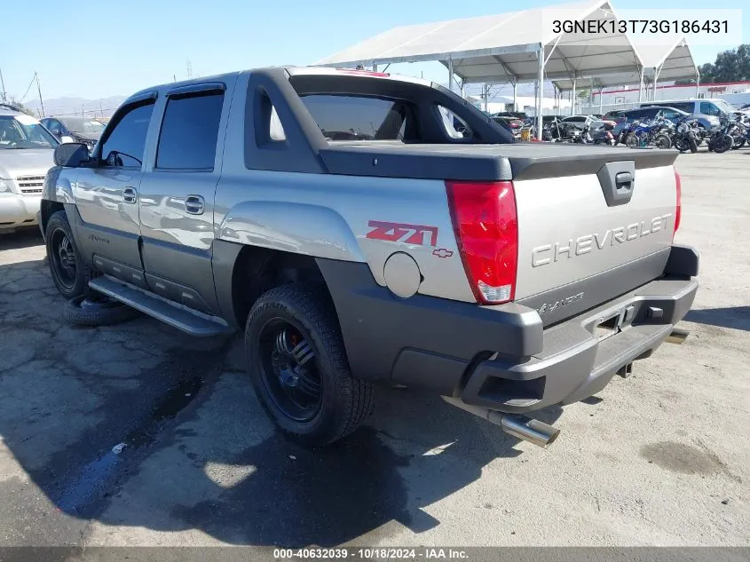 2003 Chevrolet Avalanche 1500 VIN: 3GNEK13T73G186431 Lot: 40632039