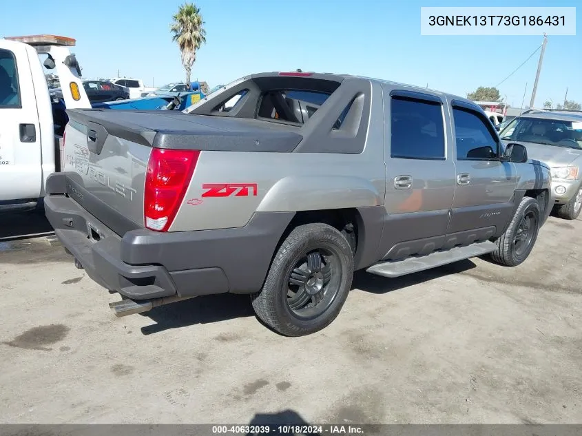 2003 Chevrolet Avalanche 1500 VIN: 3GNEK13T73G186431 Lot: 40632039