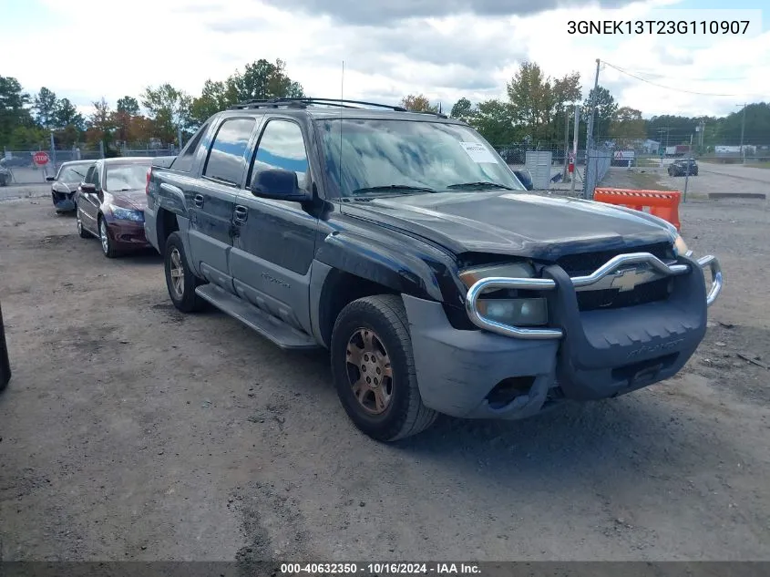 2003 Chevrolet Avalanche 1500 VIN: 3GNEK13T23G110907 Lot: 40632350