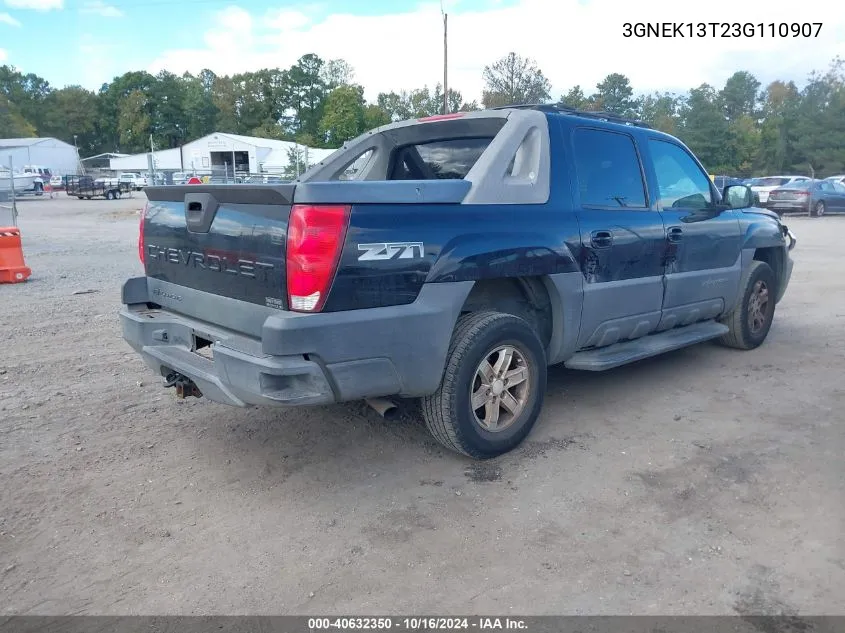 2003 Chevrolet Avalanche 1500 VIN: 3GNEK13T23G110907 Lot: 40632350