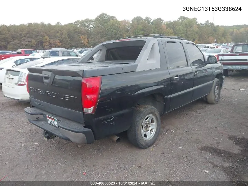 2003 Chevrolet Avalanche 1500 VIN: 3GNEC13T53G338624 Lot: 40650523