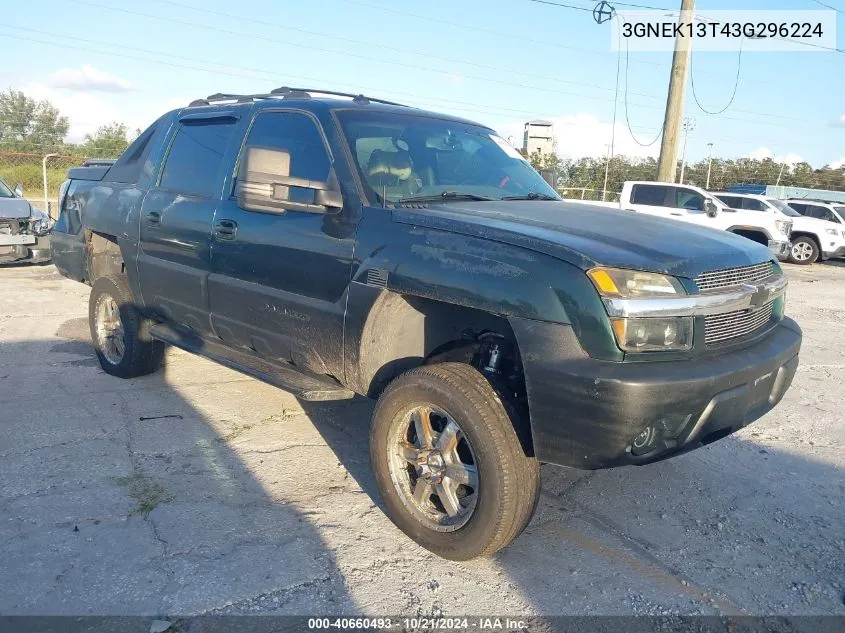 2003 Chevrolet Avalanche 1500 VIN: 3GNEK13T43G296224 Lot: 40660493