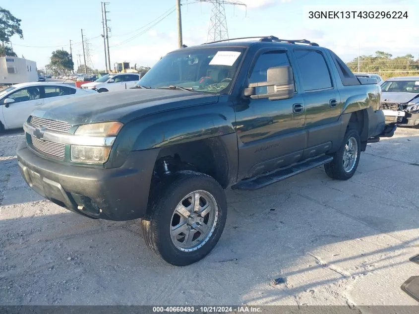 2003 Chevrolet Avalanche 1500 VIN: 3GNEK13T43G296224 Lot: 40660493