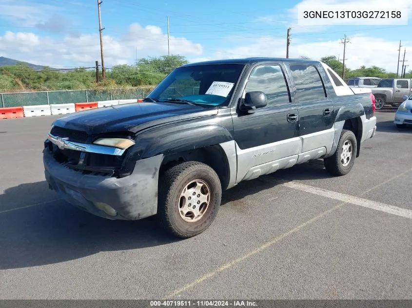 2003 Chevrolet Avalanche C1500 VIN: 3GNEC13T03G272158 Lot: 40719511