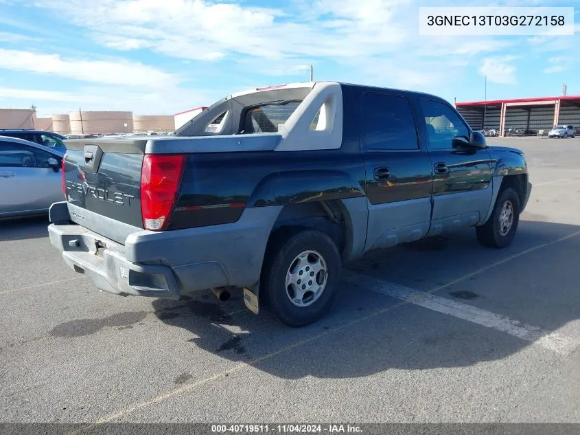 2003 Chevrolet Avalanche C1500 VIN: 3GNEC13T03G272158 Lot: 40719511