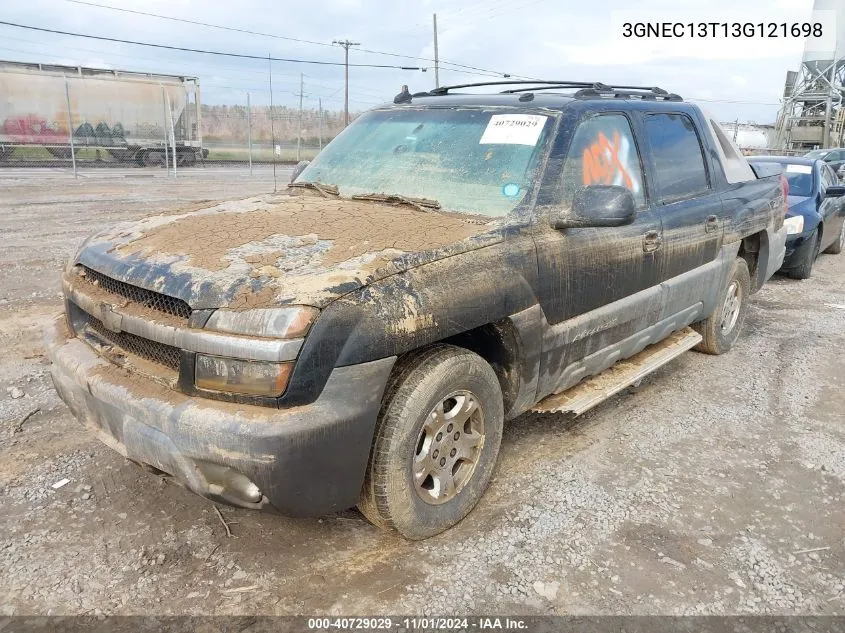 2003 Chevrolet Avalanche 1500 VIN: 3GNEC13T13G121698 Lot: 40729029