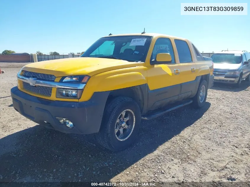 2003 Chevrolet Avalanche 1500 VIN: 3GNEC13T83G309859 Lot: 40742372