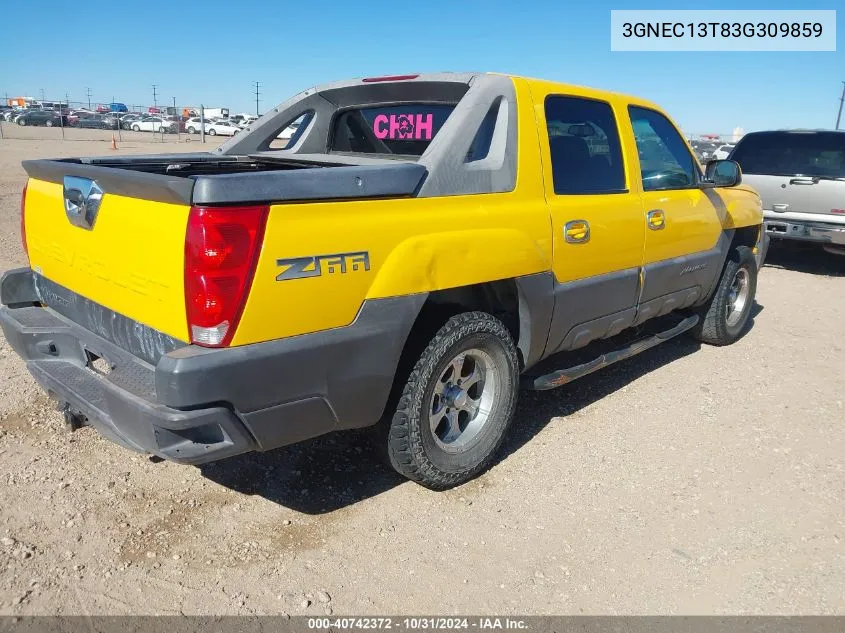 2003 Chevrolet Avalanche 1500 VIN: 3GNEC13T83G309859 Lot: 40742372