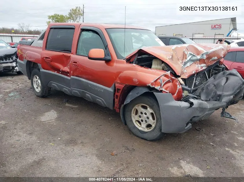 2003 Chevrolet Avalanche 1500 VIN: 3GNEC13TX3G138161 Lot: 40782441