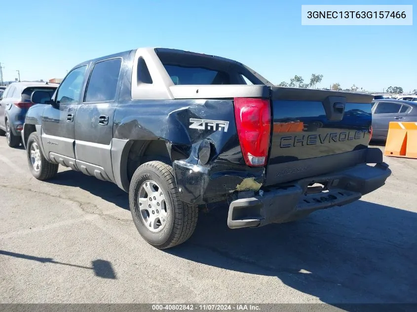 2003 Chevrolet Avalanche 1500 VIN: 3GNEC13T63G157466 Lot: 40802842