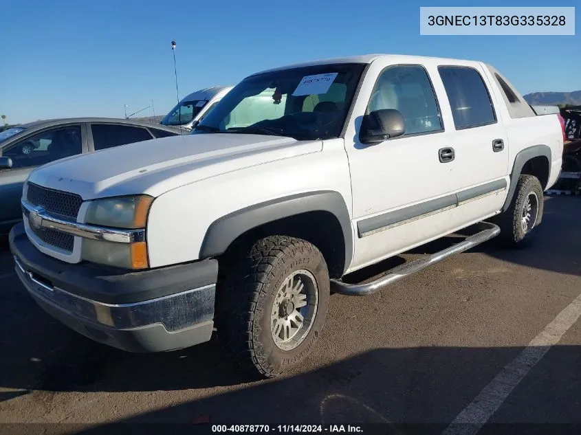 2003 Chevrolet Avalanche 1500 VIN: 3GNEC13T83G335328 Lot: 40878770