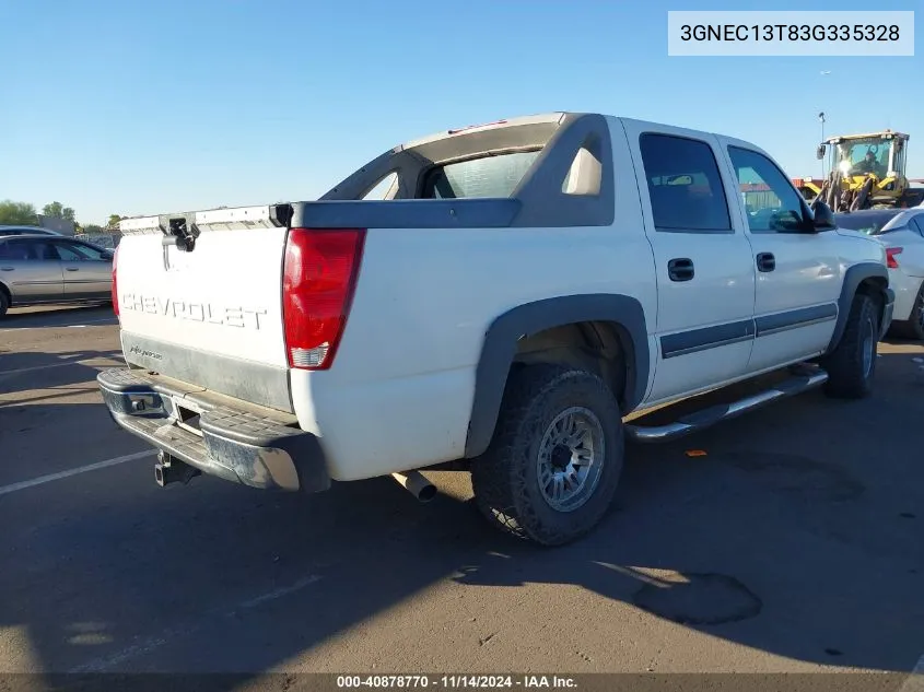 2003 Chevrolet Avalanche 1500 VIN: 3GNEC13T83G335328 Lot: 40878770