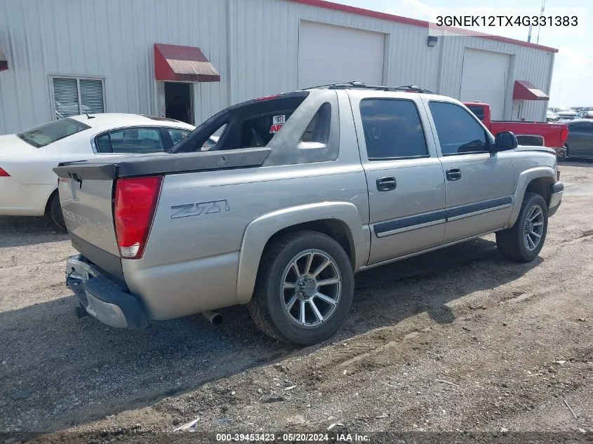 2004 Chevrolet Avalanche 1500 VIN: 3GNEK12TX4G331383 Lot: 39453423