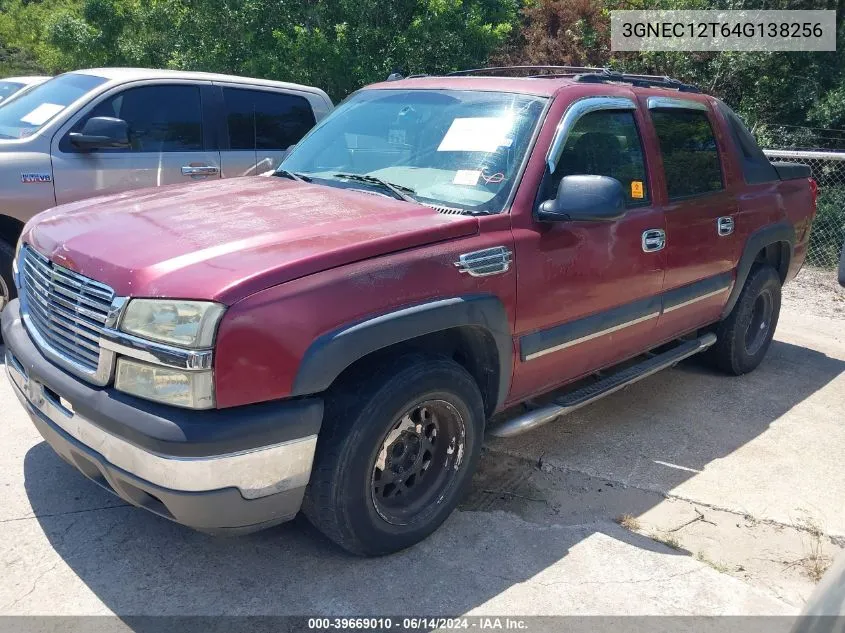 2004 Chevrolet Avalanche 1500 VIN: 3GNEC12T64G138256 Lot: 39669010