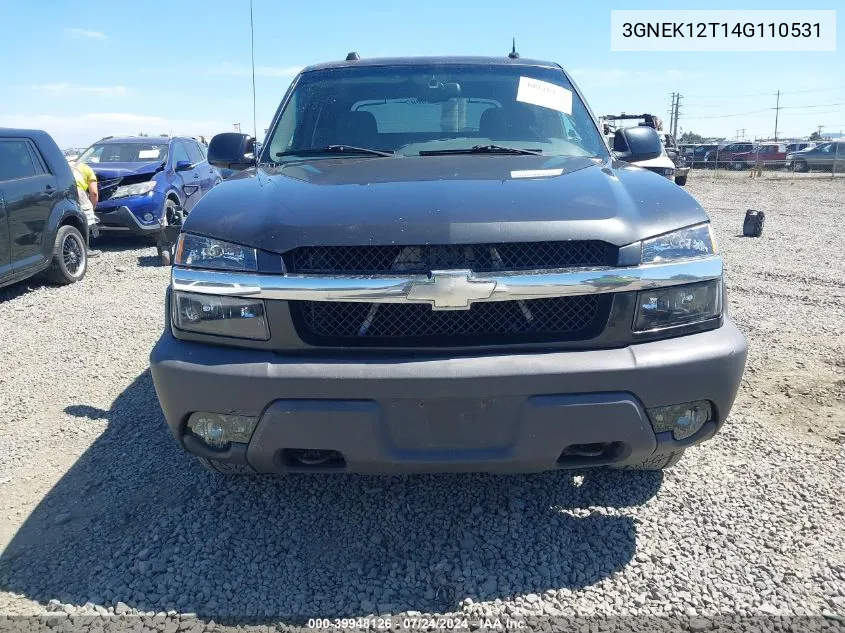 2004 Chevrolet Avalanche 1500 VIN: 3GNEK12T14G110531 Lot: 39948126