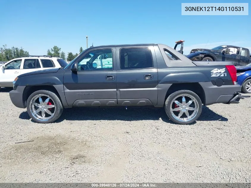 2004 Chevrolet Avalanche 1500 VIN: 3GNEK12T14G110531 Lot: 39948126