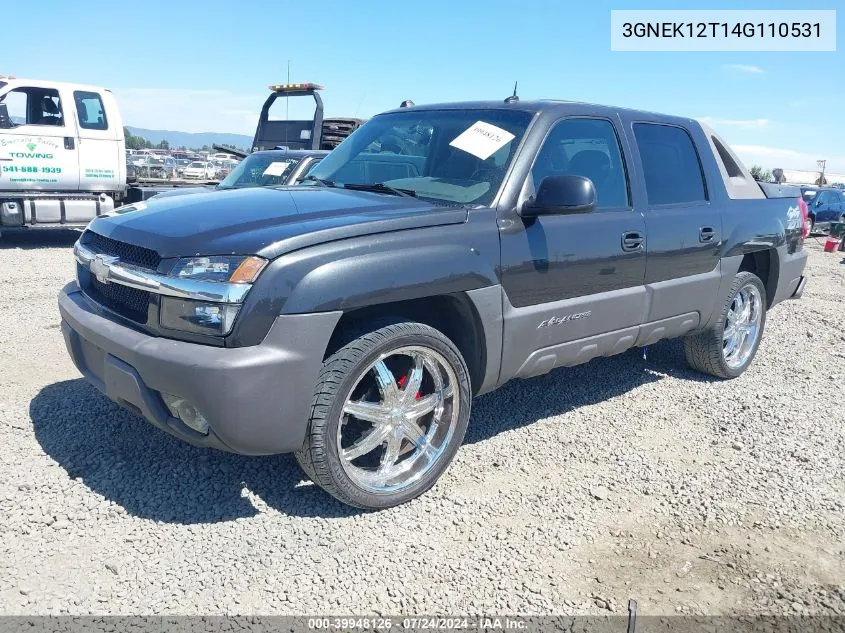 2004 Chevrolet Avalanche 1500 VIN: 3GNEK12T14G110531 Lot: 39948126