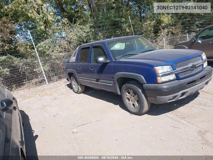 2004 Chevrolet Avalanche 1500 VIN: 3GNEC12T94G141040 Lot: 40385585