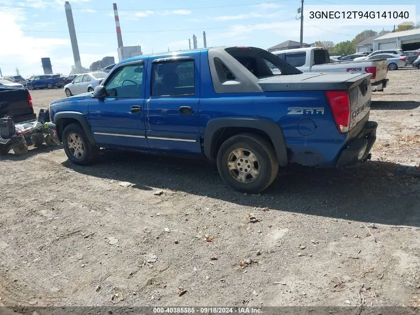 2004 Chevrolet Avalanche 1500 VIN: 3GNEC12T94G141040 Lot: 40385585