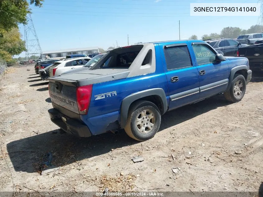 2004 Chevrolet Avalanche 1500 VIN: 3GNEC12T94G141040 Lot: 40385585