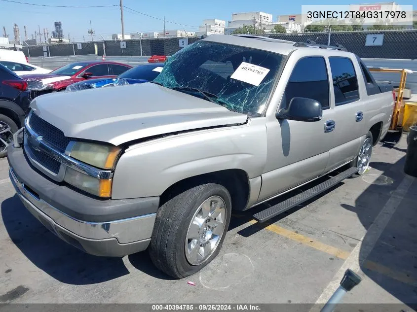 2004 Chevrolet Avalanche 1500 VIN: 3GNEC12T84G317978 Lot: 40394785