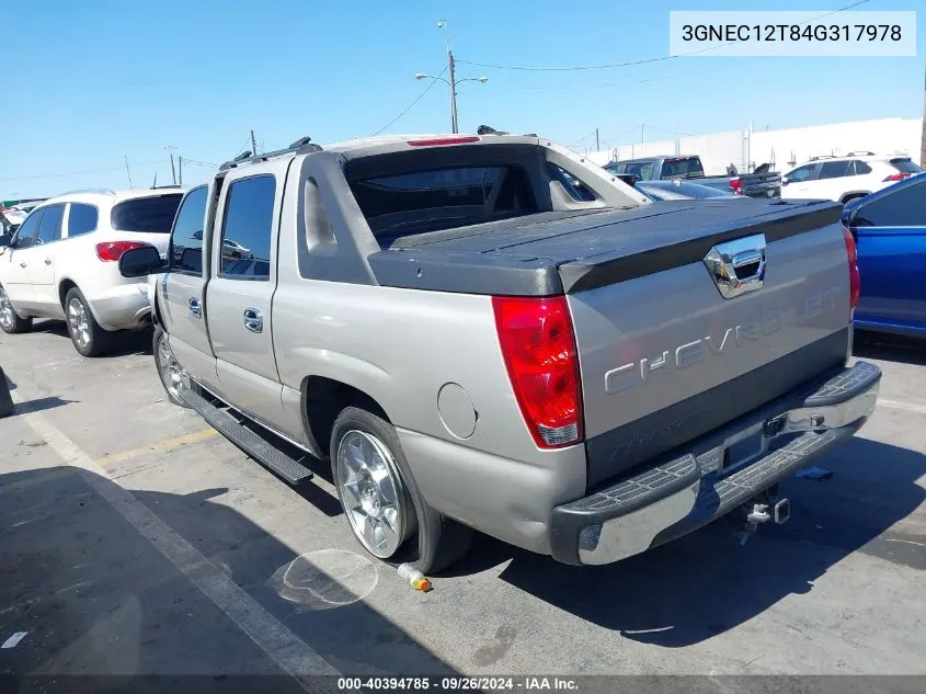 2004 Chevrolet Avalanche 1500 VIN: 3GNEC12T84G317978 Lot: 40394785