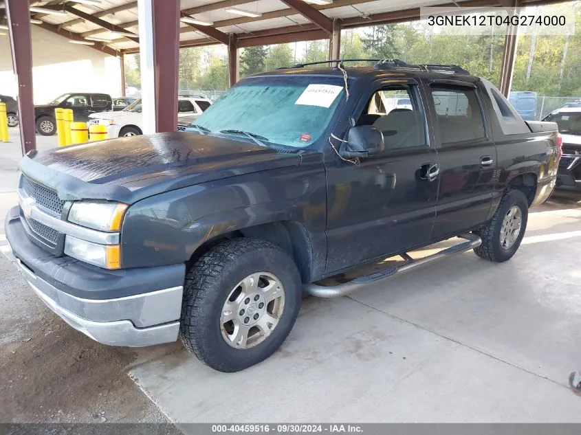 2004 Chevrolet Avalanche K1500 VIN: 3GNEK12T04G274000 Lot: 40459516