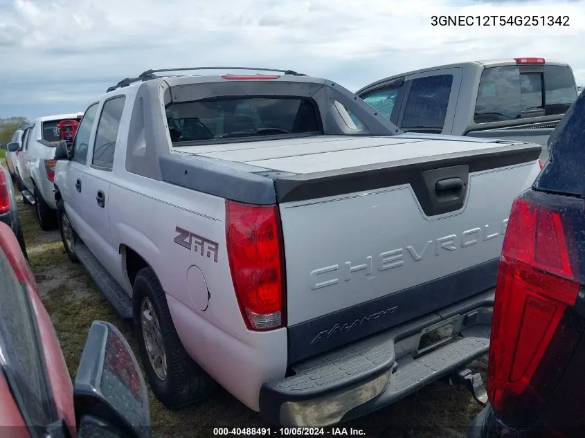 2004 Chevrolet Avalanche 1500 C1500 VIN: 3GNEC12T54G251342 Lot: 40488491