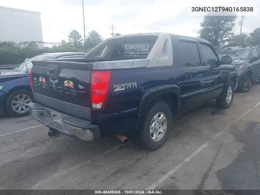 2004 Chevrolet Avalanche 1500 VIN: 3GNEC12T94G165838 Lot: 40489385