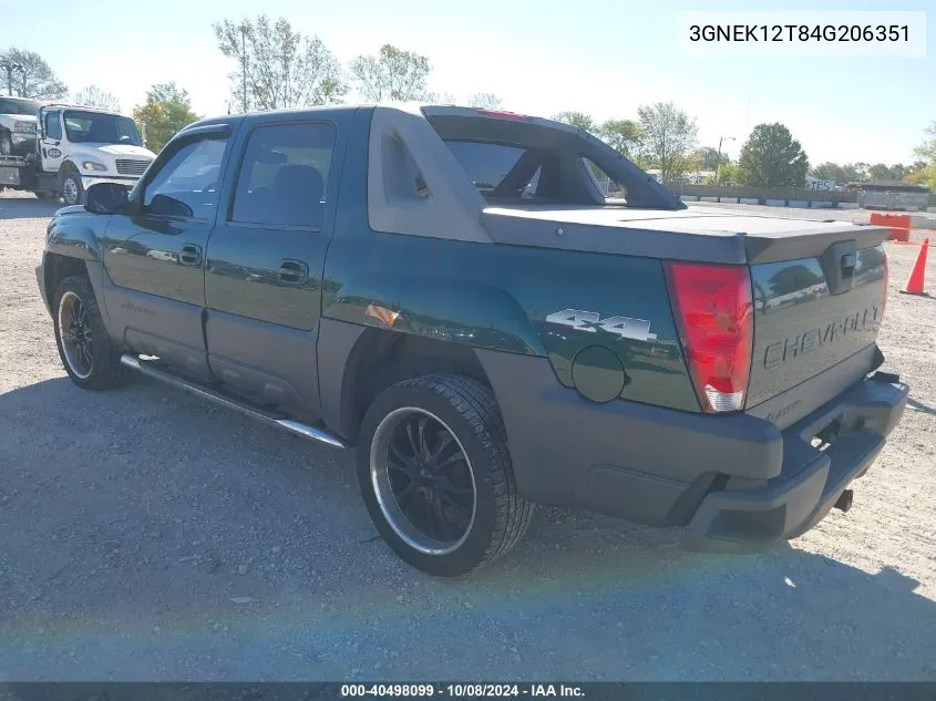 2004 Chevrolet Avalanche 1500 VIN: 3GNEK12T84G206351 Lot: 40498099