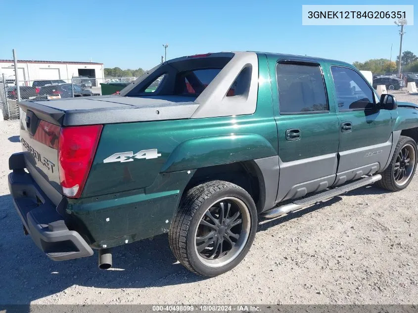 2004 Chevrolet Avalanche 1500 VIN: 3GNEK12T84G206351 Lot: 40498099